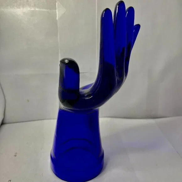 Vintage Cobalt Blue Glass Hand Ring Holder - Picture 3 of 5